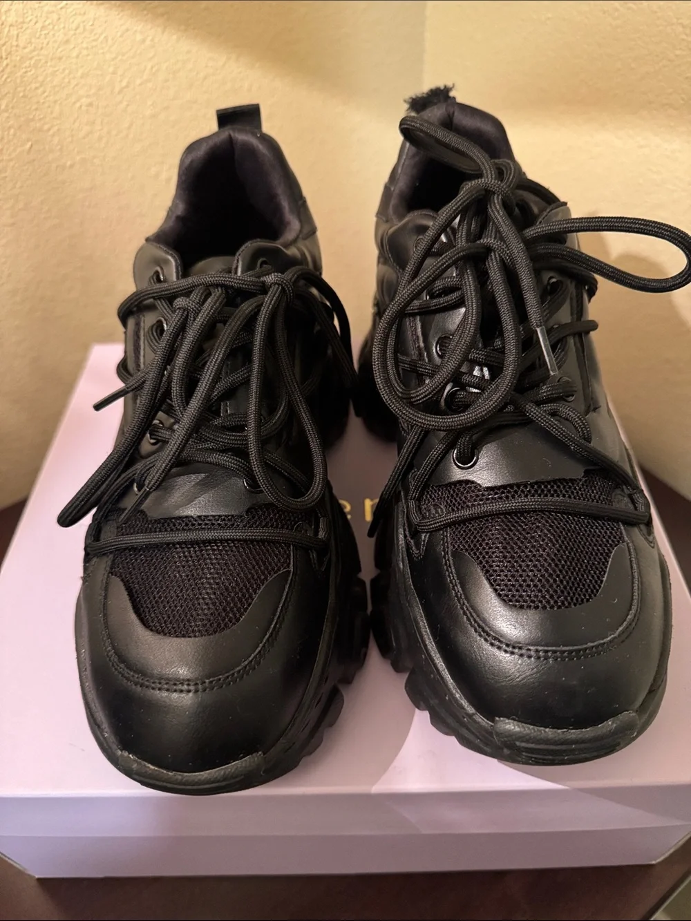 Madden Girl Black Platform Chunky Sneakers (See Imperfection)